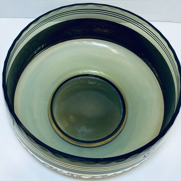 Vintage Smoked Glass and Gold Accents Bowl Mid-Century - Picture 4 of 6